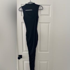 Missguided rouched black maxi coctail dress size 2